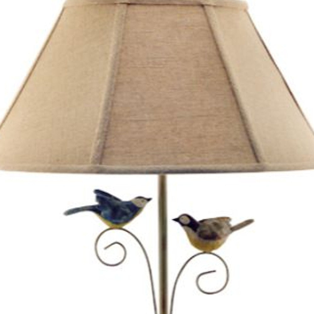 Cheerful Taupe Base Table Lamp With 3D Colorful Birds-3