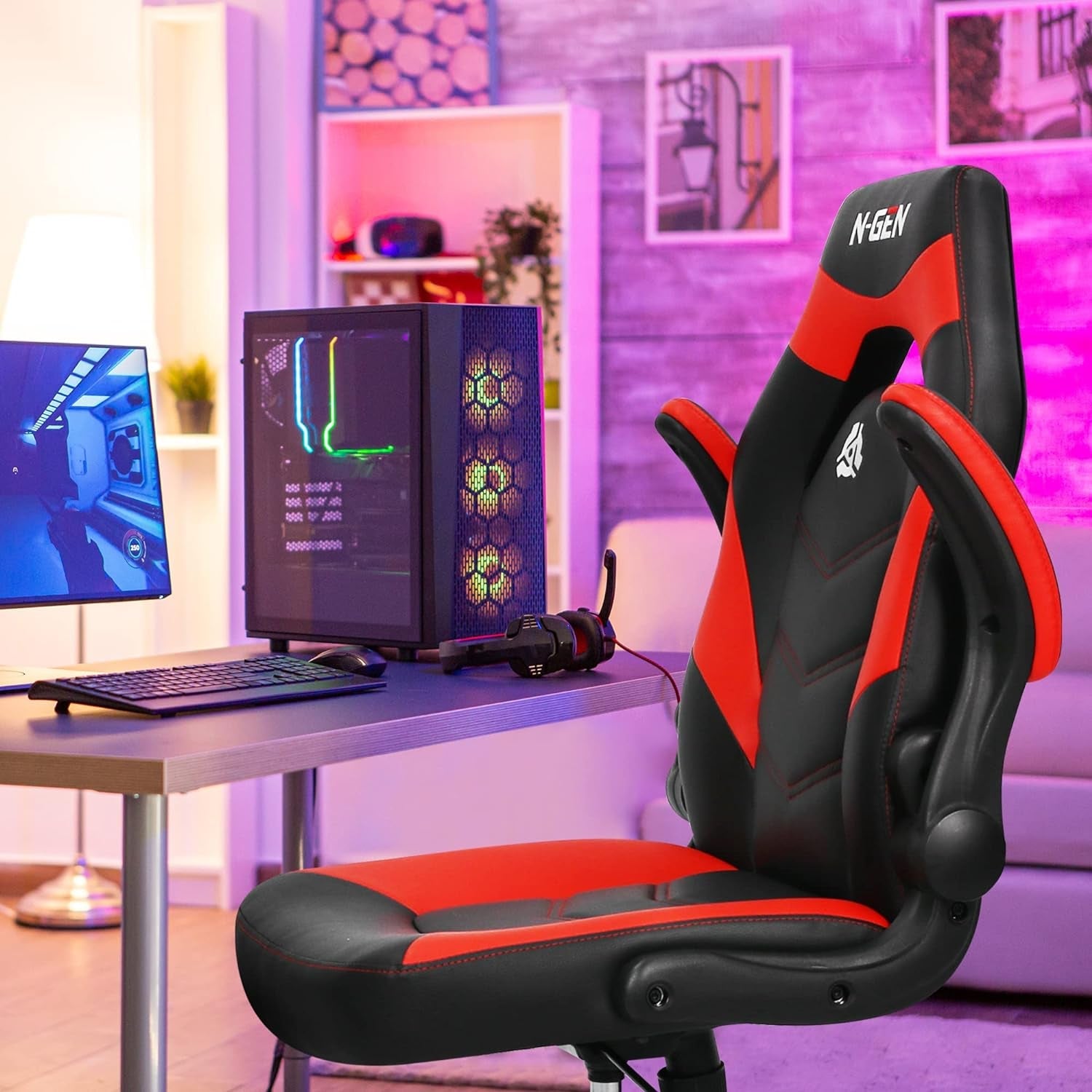 NGEN Gaming Chair With Adjustable Lumbar Support Red