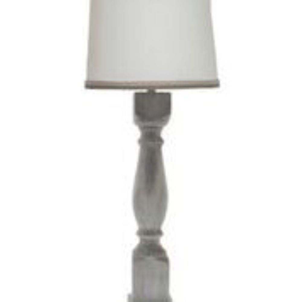 31" Washed Brown Standard Table Lamp With White Shade-2