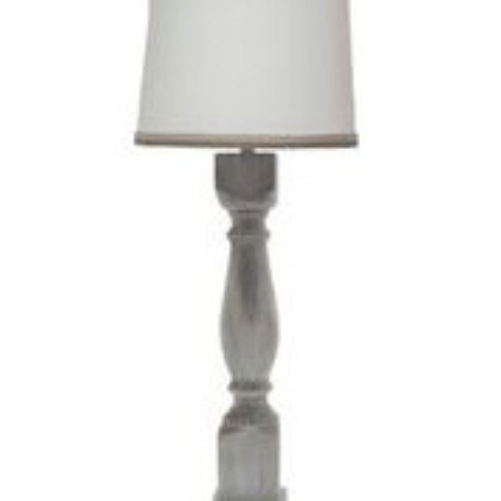 31" Washed Brown Standard Table Lamp With White Shade-3