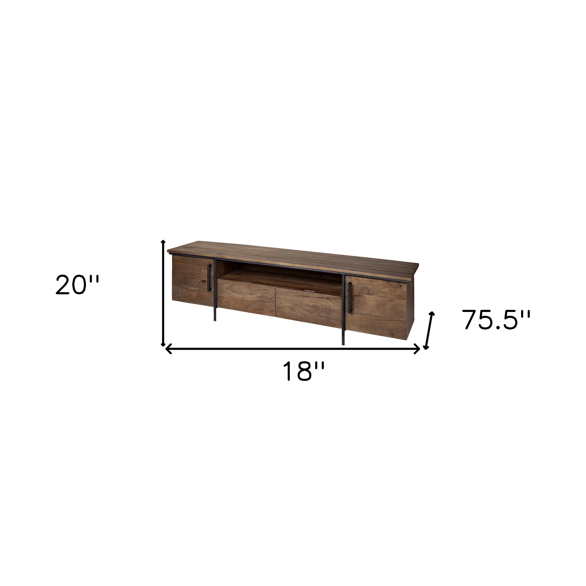 18" Brown 4 Legs Console Table With Storage-6