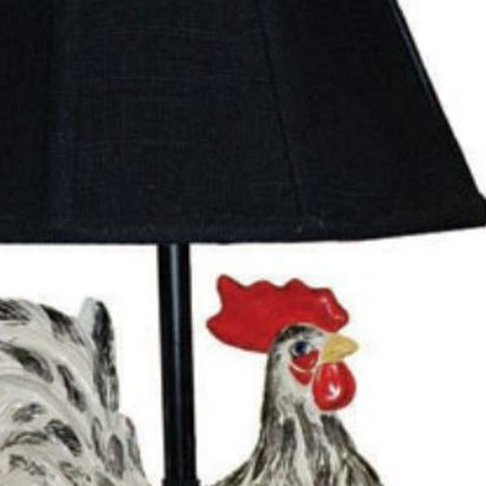 13" Rustic Farmhouse Rooster Accent Lamp With Black Shade-3