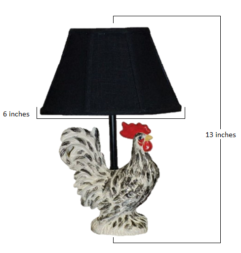 13" Rustic Farmhouse Rooster Accent Lamp With Black Shade-7