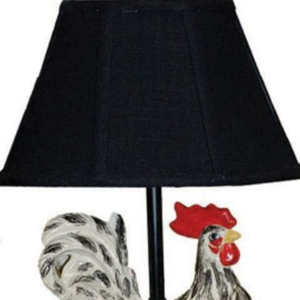 13" Rustic Farmhouse Rooster Accent Lamp With Black Shade-4