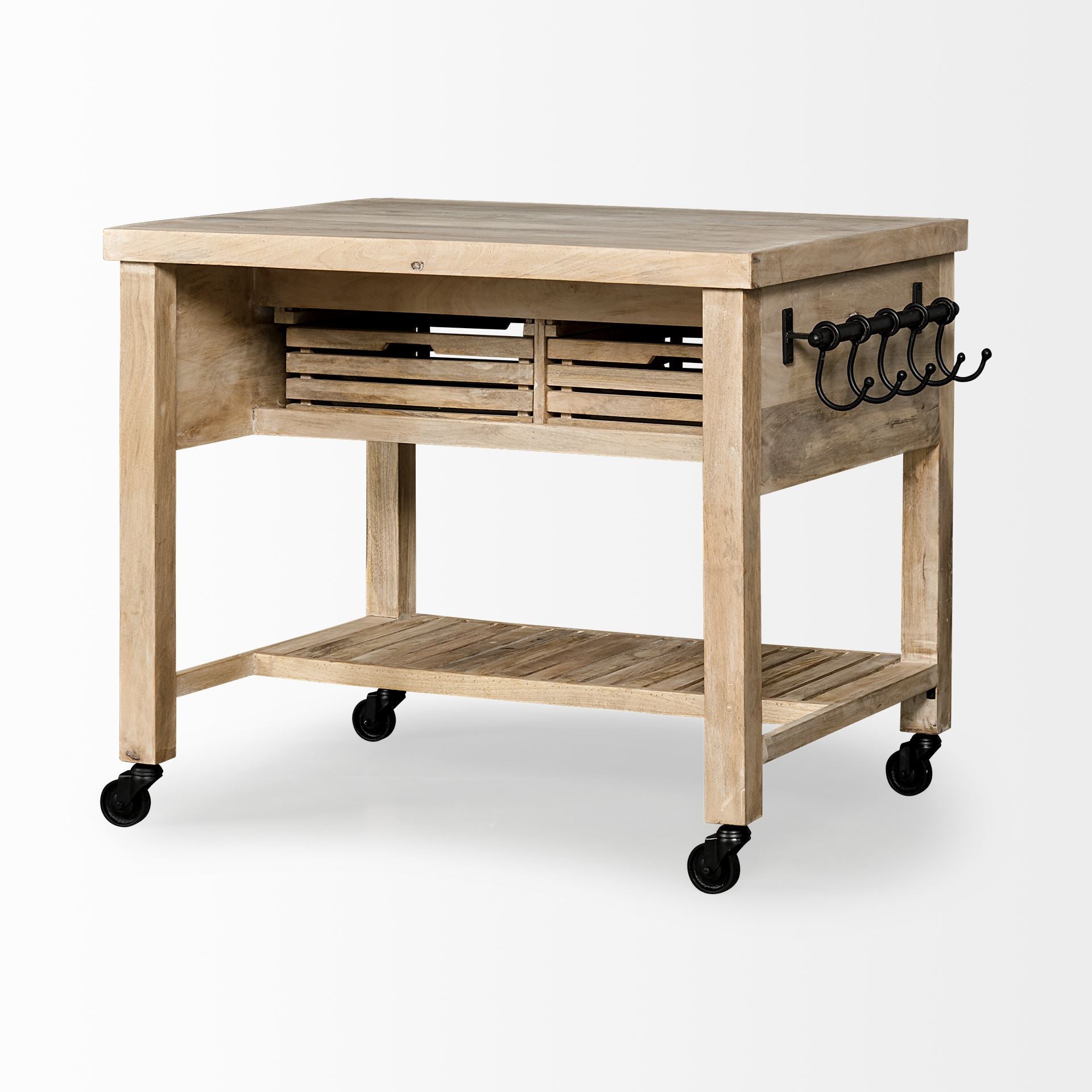 Modern Farmhouse Rolling Kitchen Island Or Bar Cart-4