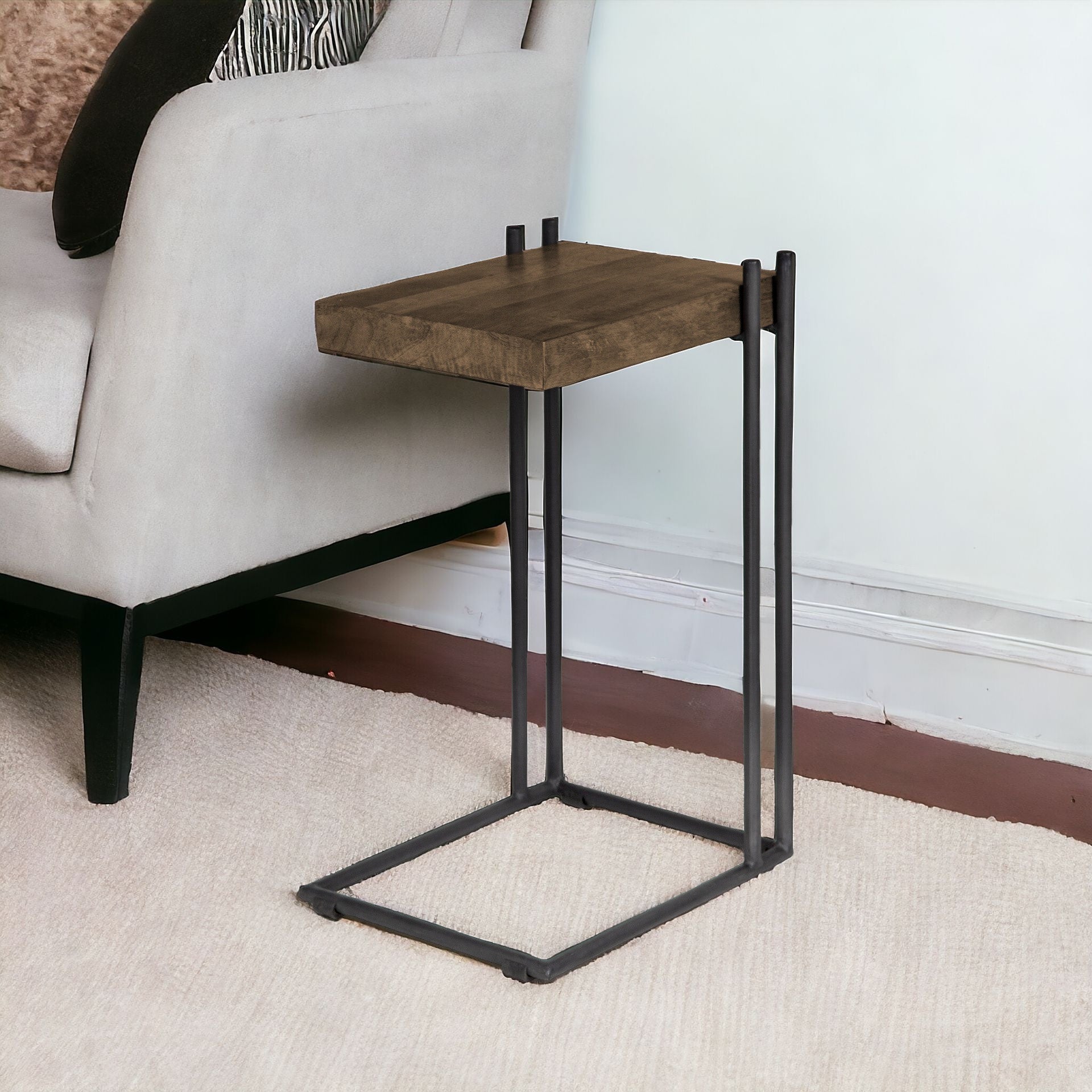 27" Brown Solid Wood Square End Table-1