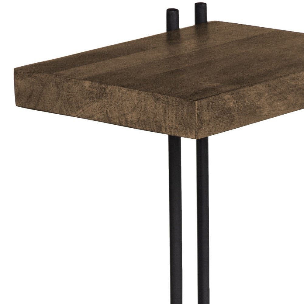 27" Brown Solid Wood Square End Table-5