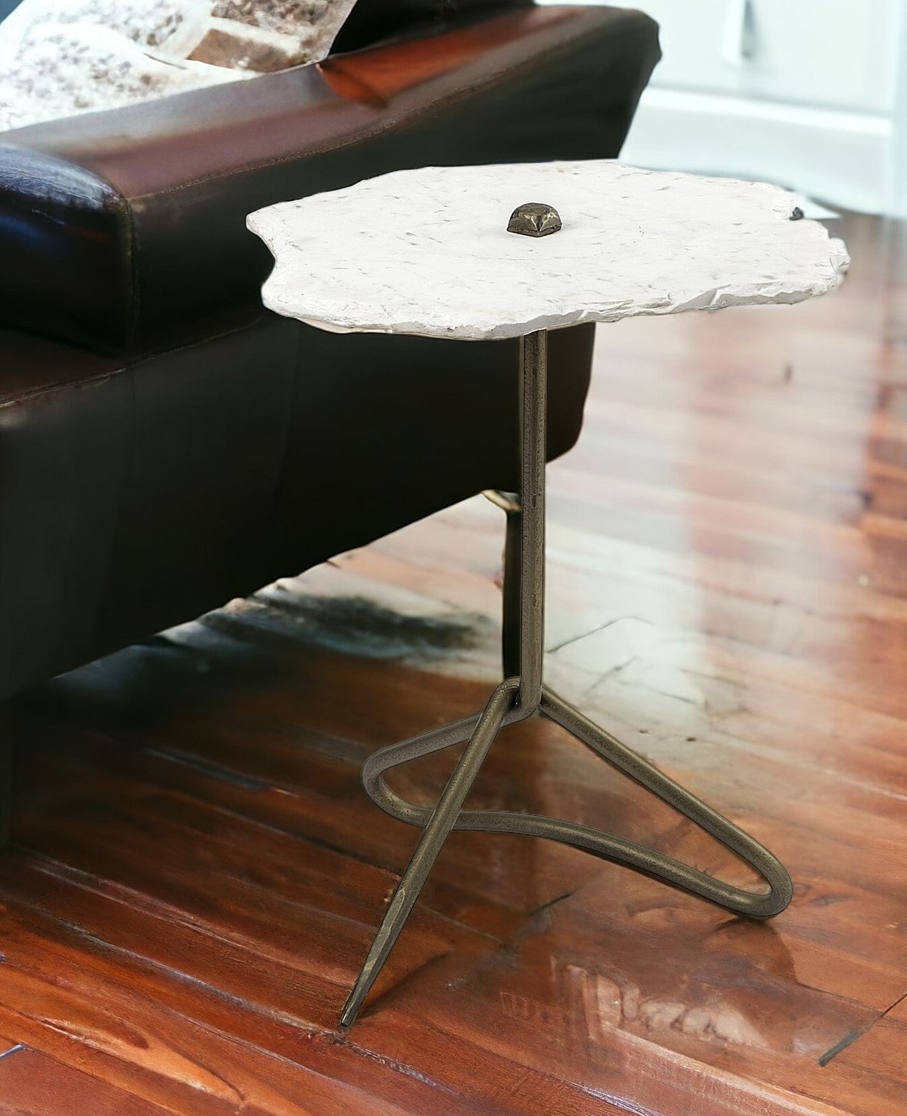 23" Gold And White Marble End Table-1