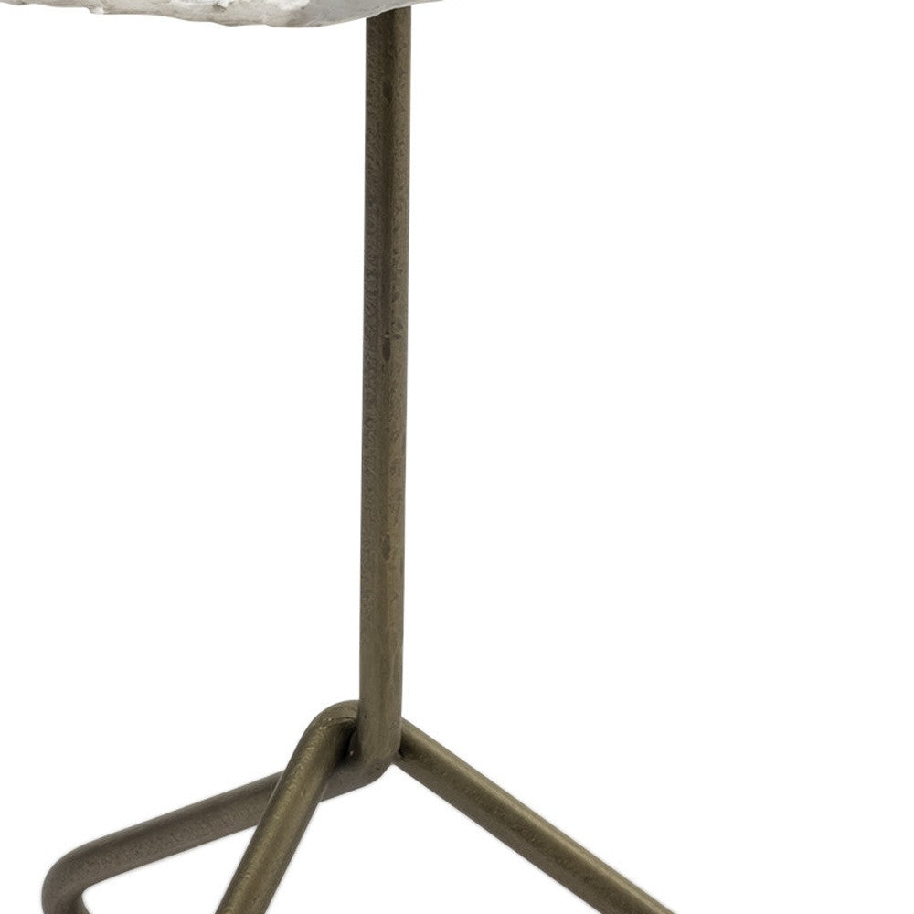 23" Gold And White Marble End Table-7