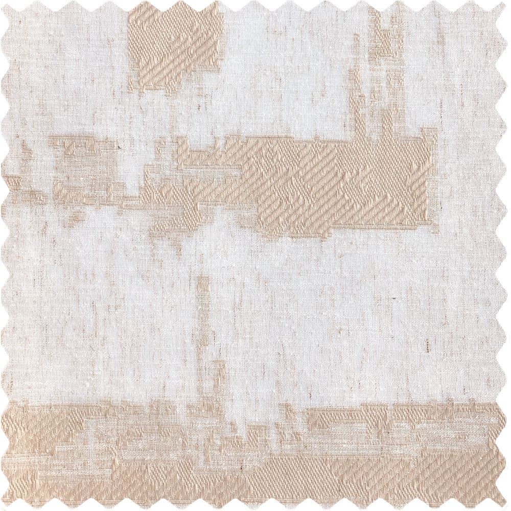 Chanda Beige Abstract Plaid Linen Sheer Curtains