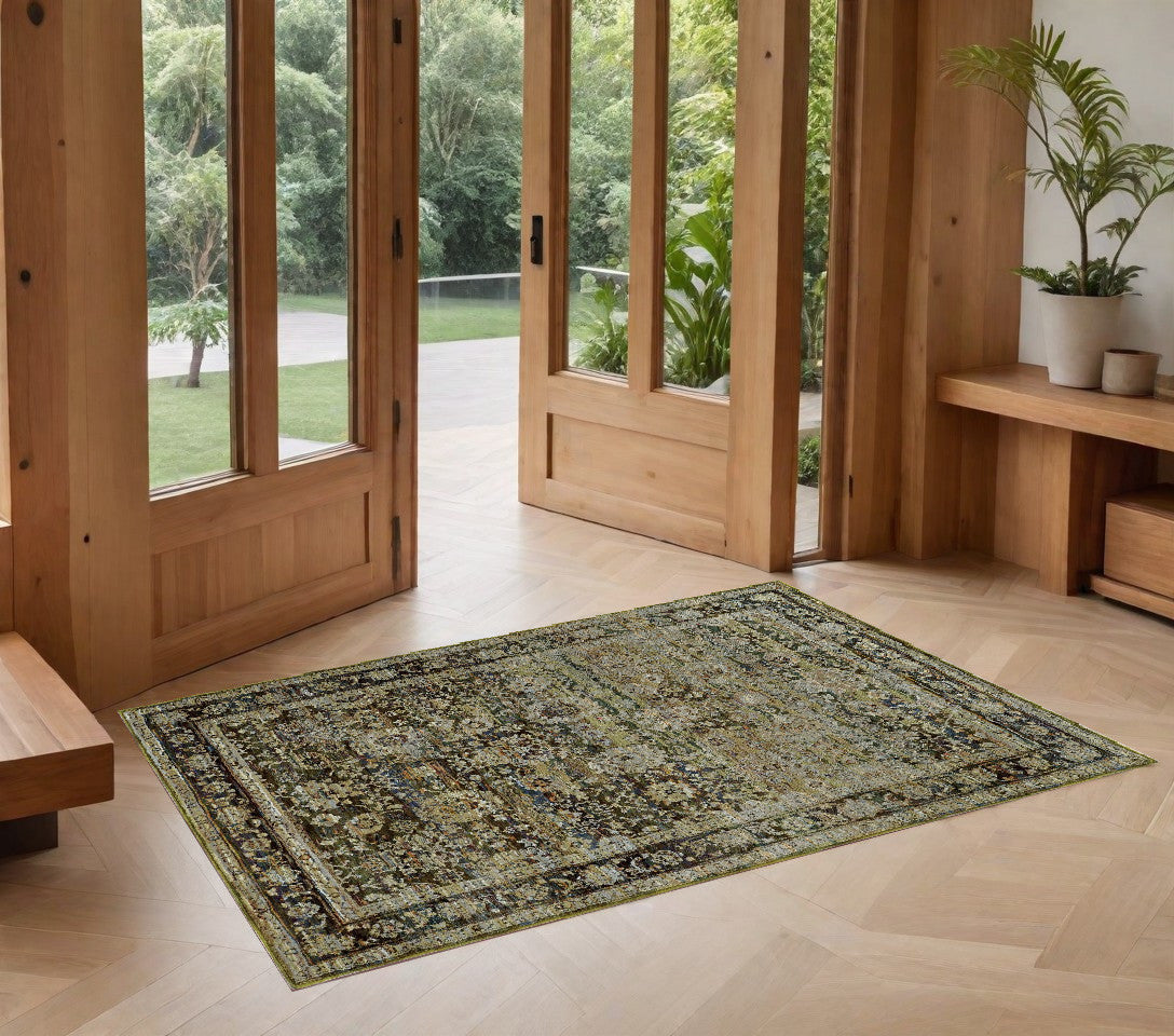 2' X 3' Green Power Loom Area Rug-0