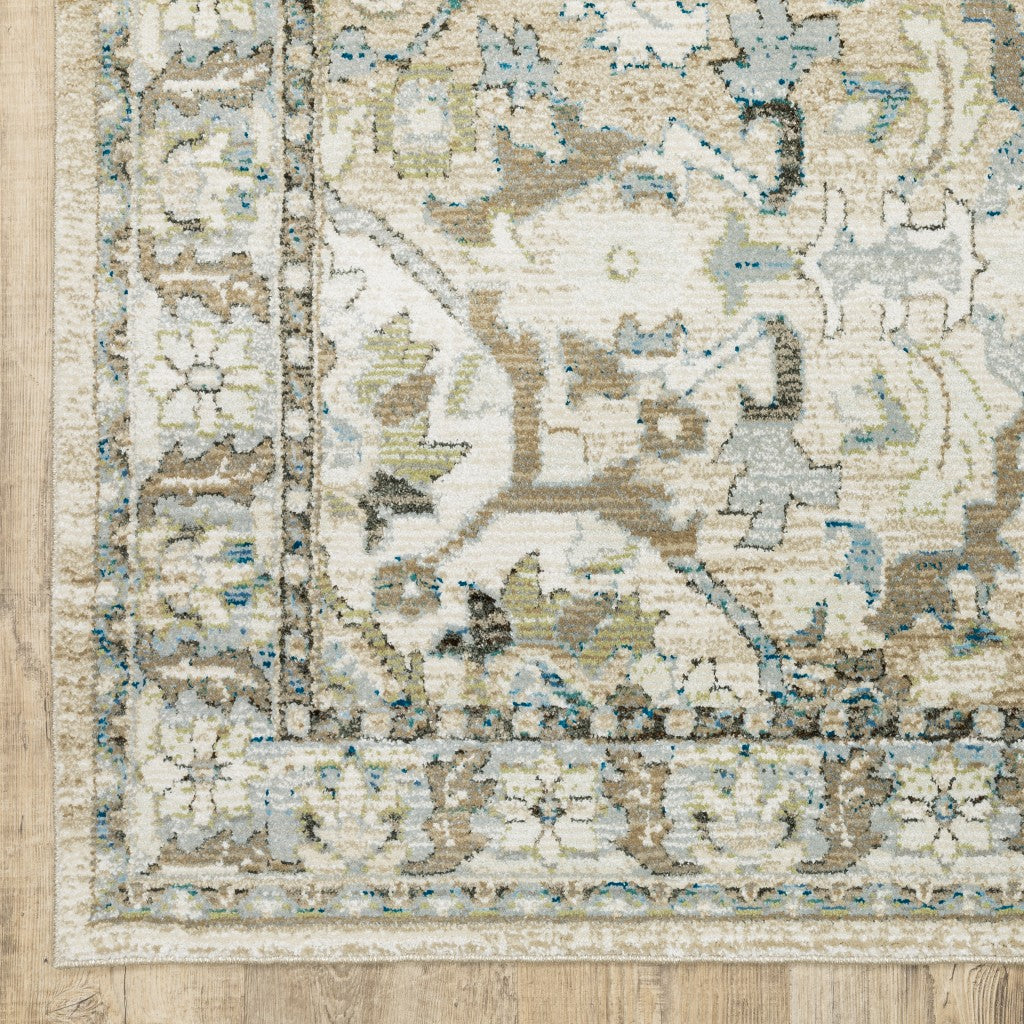 4' X 6' Beige And Ivory Medallion Area Rug-6