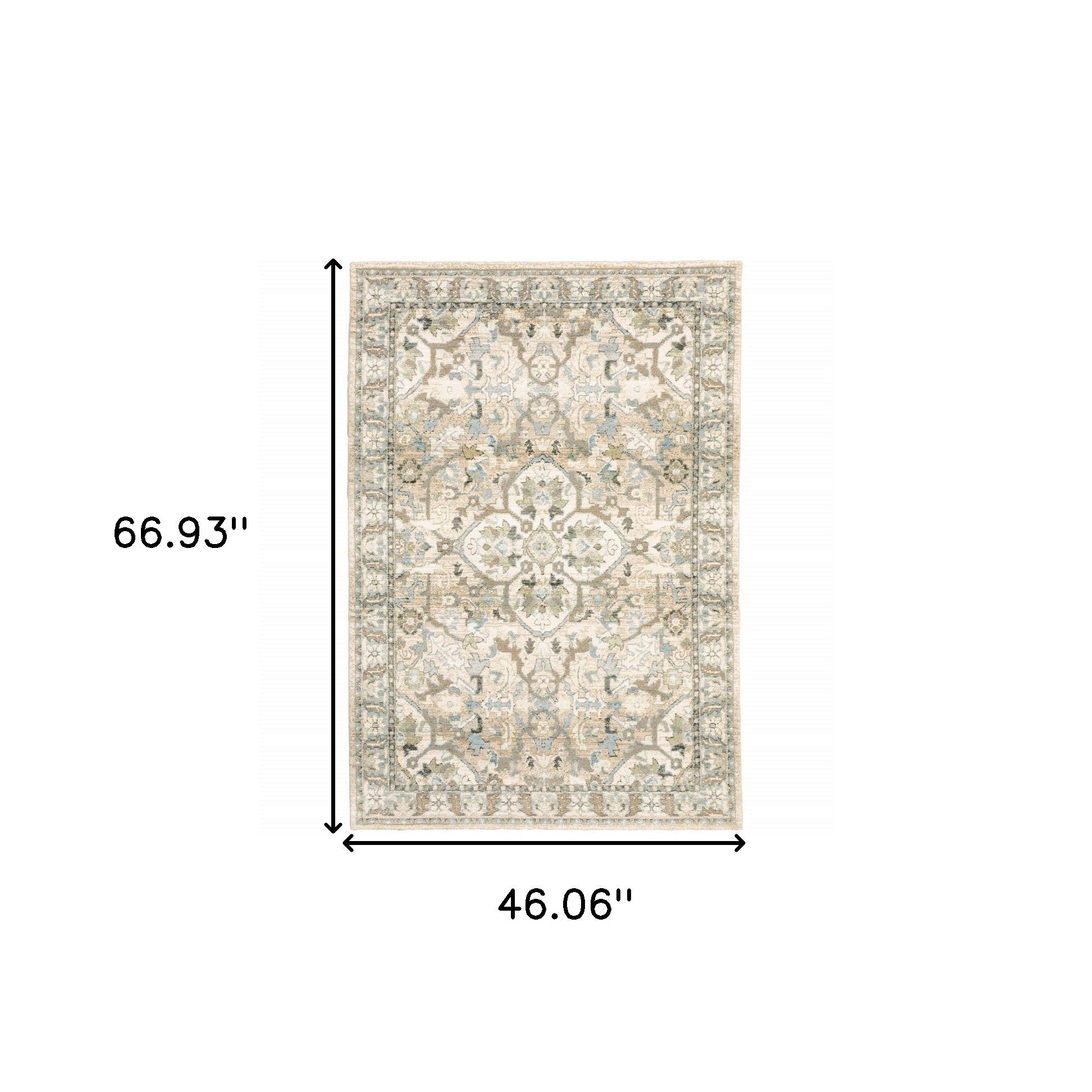 4' X 6' Beige And Ivory Medallion Area Rug-2