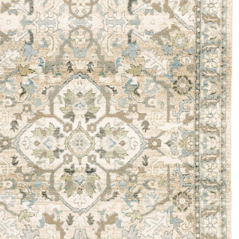 4' X 6' Beige And Ivory Medallion Area Rug-3