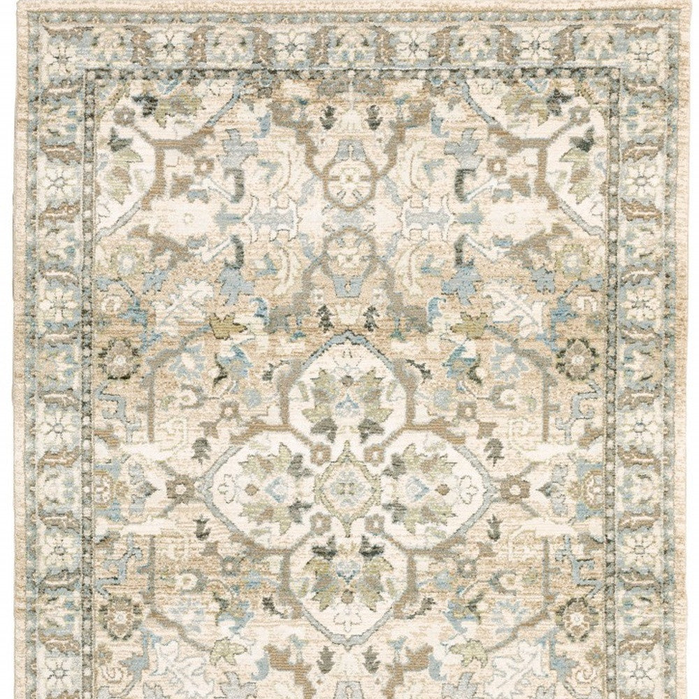 4' X 6' Beige And Ivory Medallion Area Rug-4