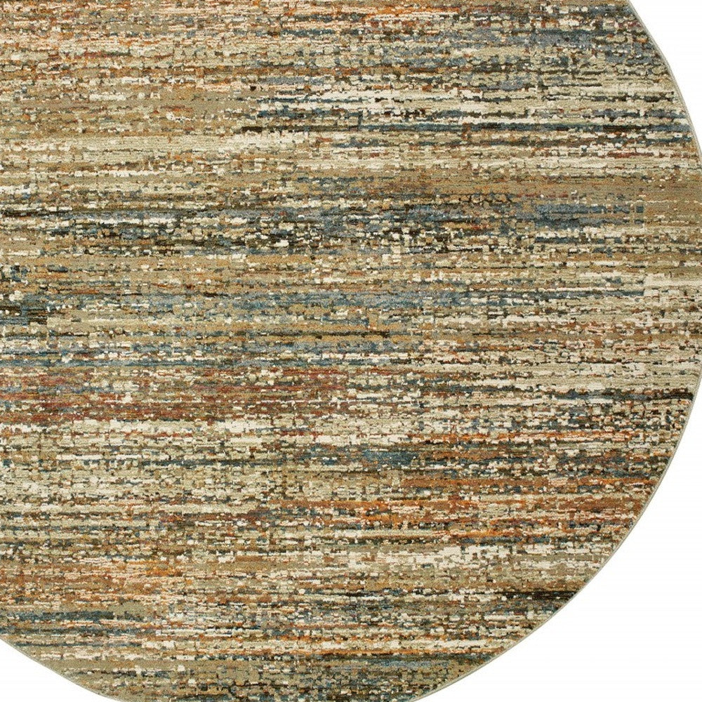 7' Round Gold And Green Abstract Area Rug-3