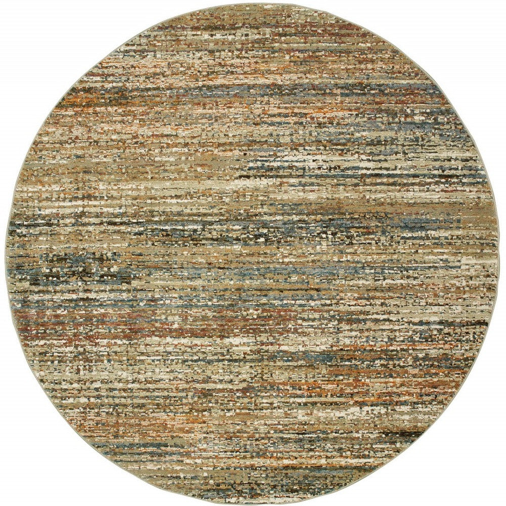 7' Round Gold And Green Abstract Area Rug-4