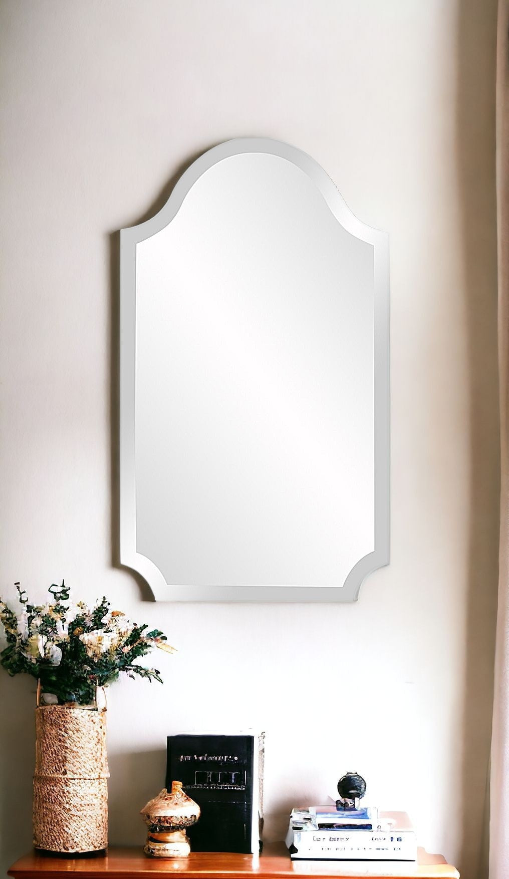 27" Rectangle Wall Mounted Accent Mirror With Glass Frame-1