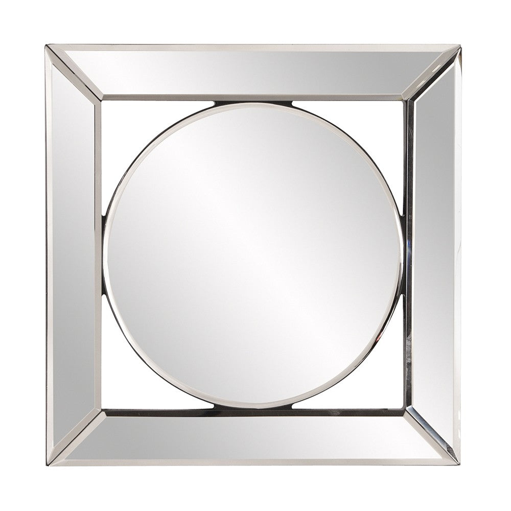 12" Round in Square Glass Framed Accent Mirror-1