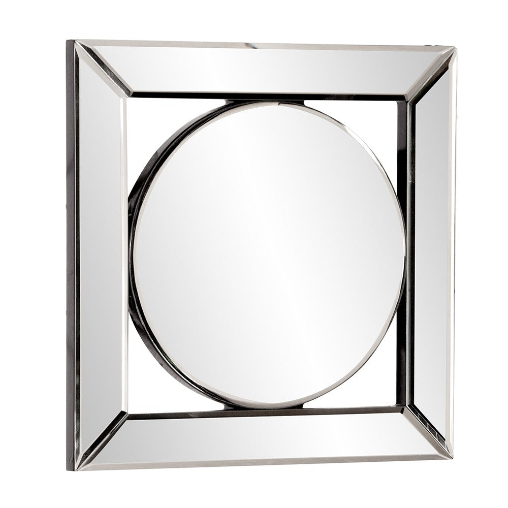 12" Round in Square Glass Framed Accent Mirror-3