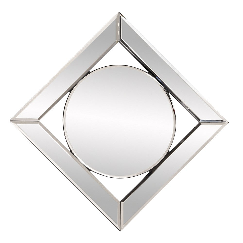 12" Round in Square Glass Framed Accent Mirror-4