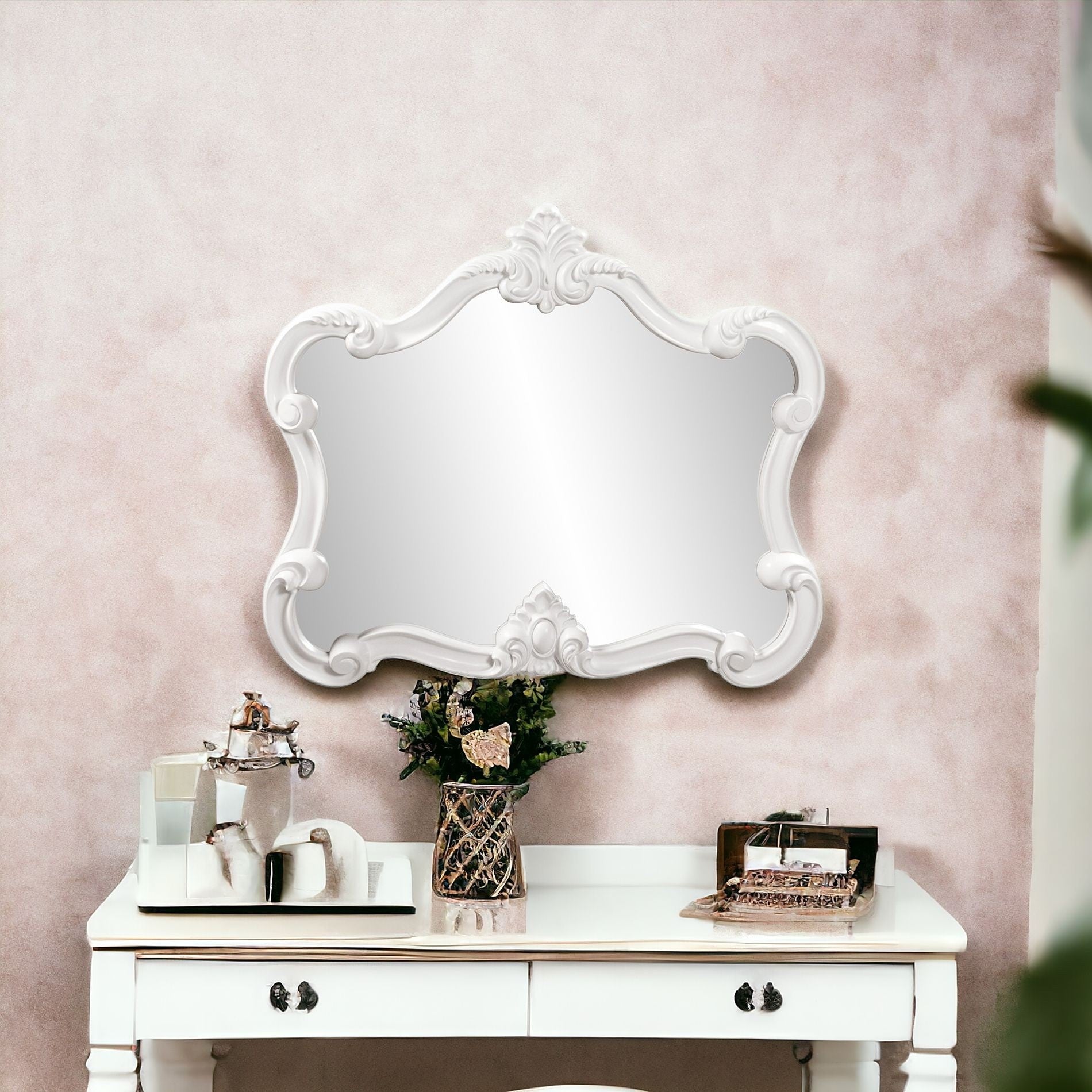 28" White Framed Accent Mirror-1