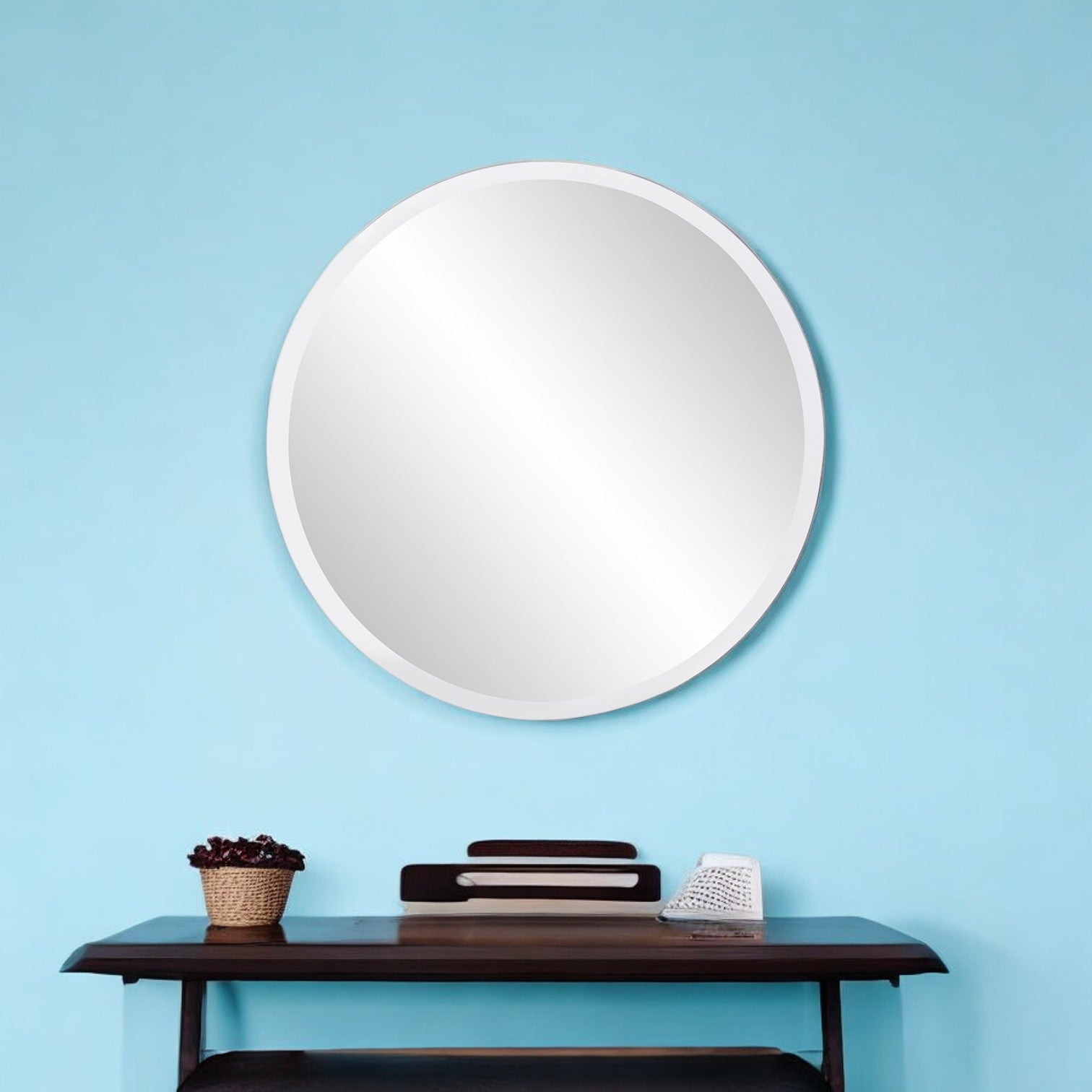 12" Clear Round Beveled Edge Accent Mirror-0