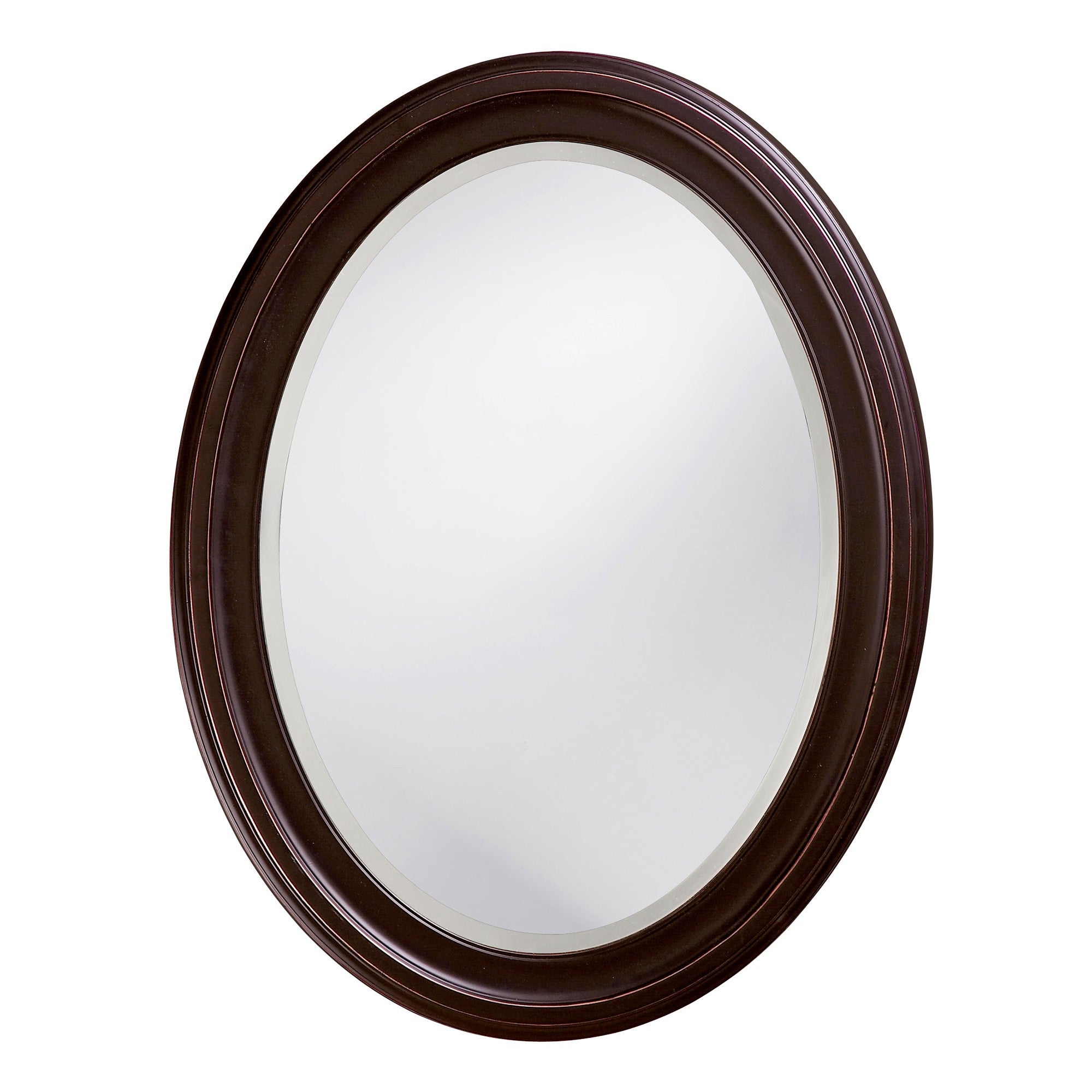 Oval Oil Rubbed Bronze Mirror With Wooden Grooves Frame-0