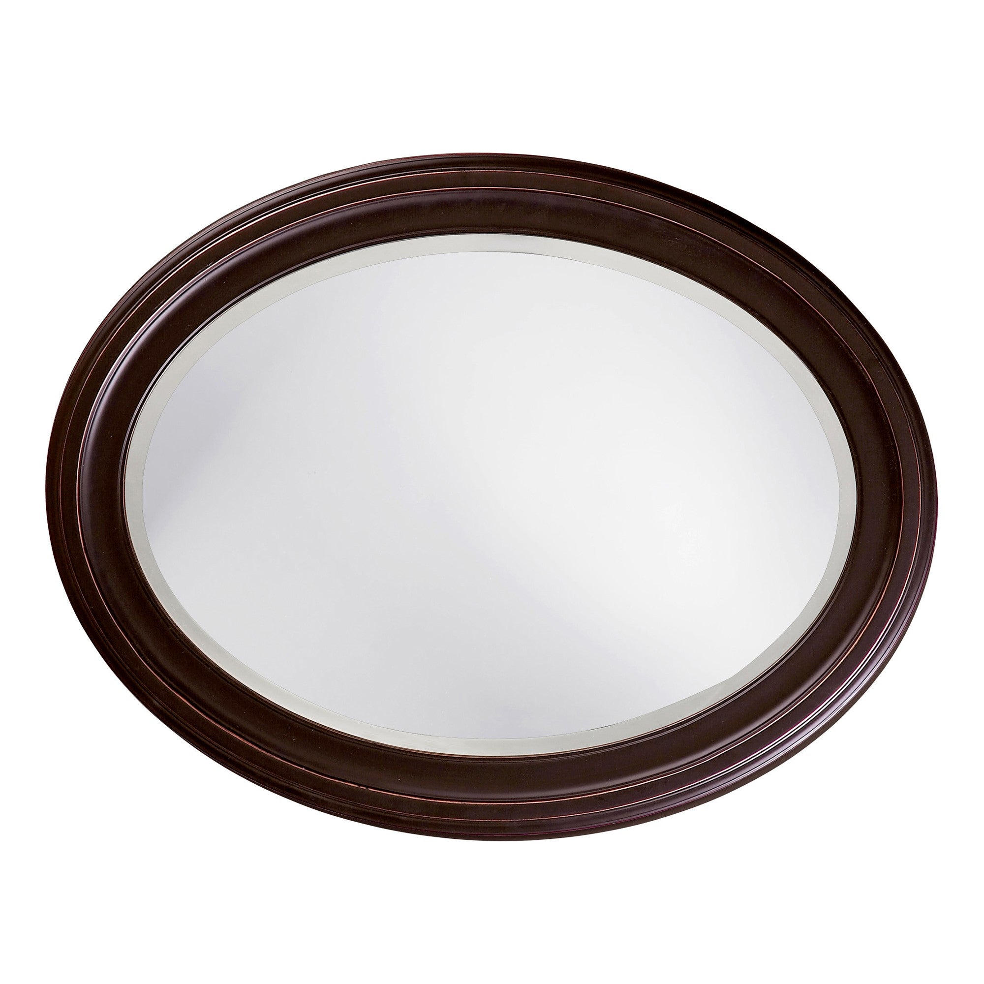 Oval Oil Rubbed Bronze Mirror With Wooden Grooves Frame-3