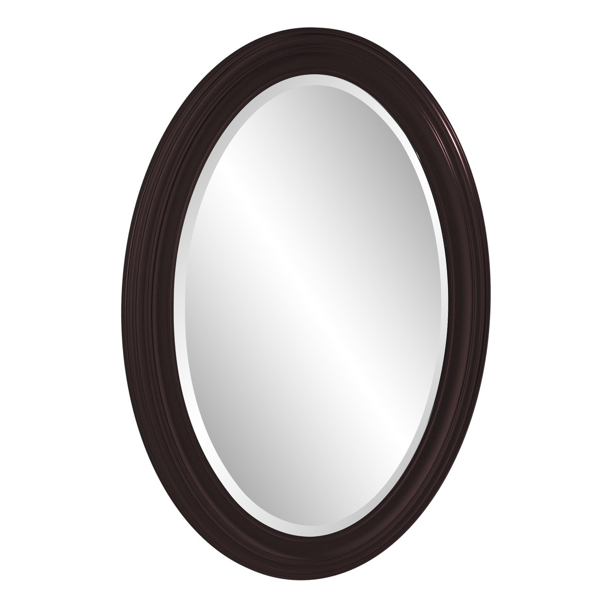 Oval Oil Rubbed Bronze Mirror With Wooden Grooves Frame-4