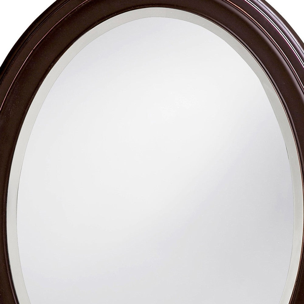 Oval Oil Rubbed Bronze Mirror With Wooden Grooves Frame-6