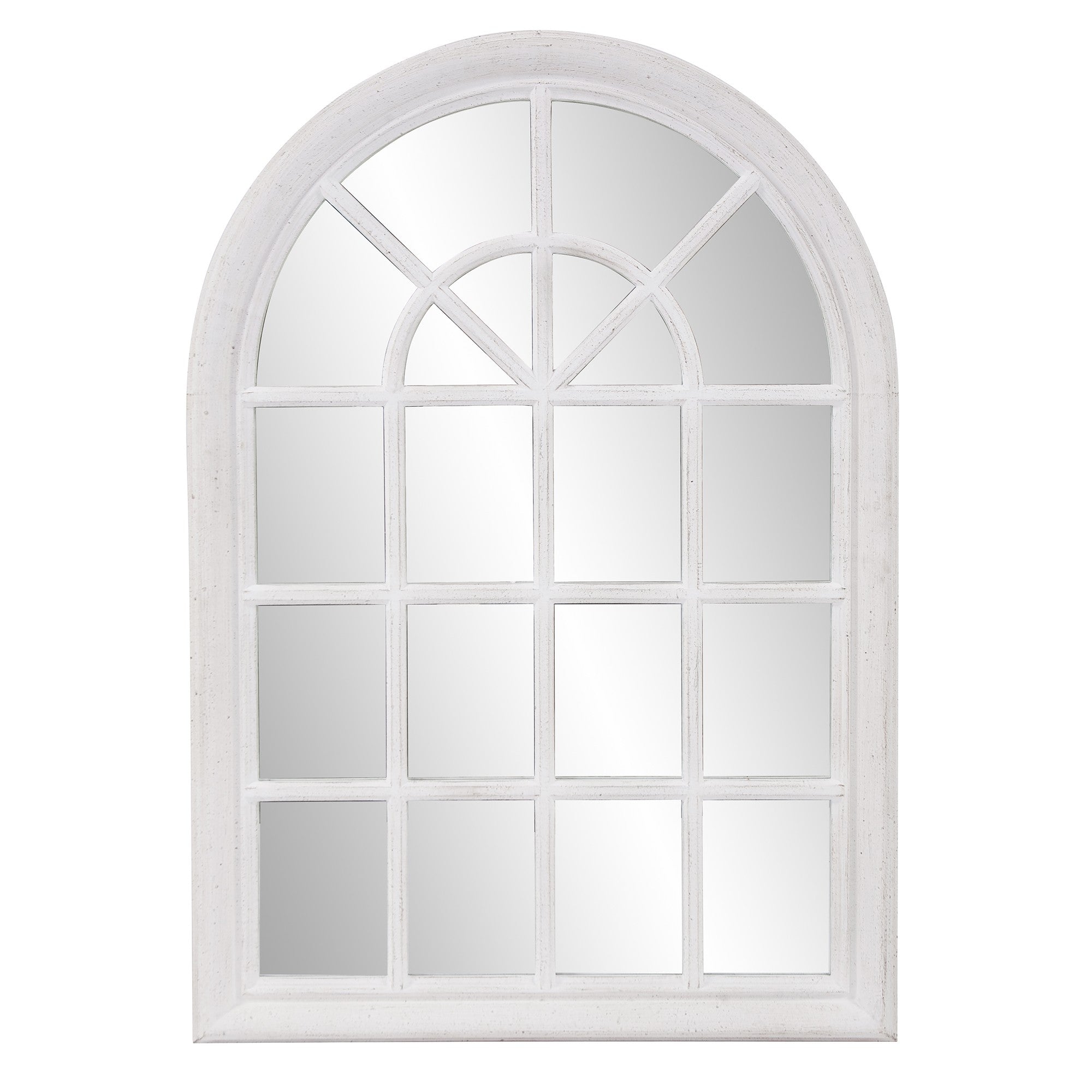 White Washed Mirror with Arched Panel Window Design-1