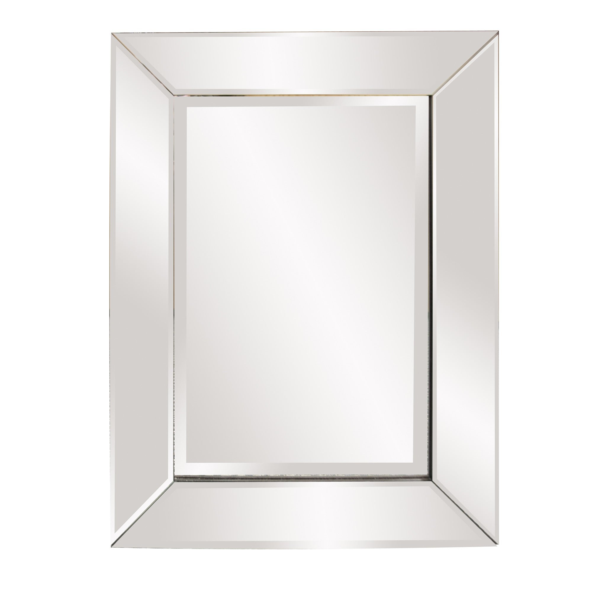 Rectangle Frame Mirror With Mirrored Finish And Beveled Edge-0