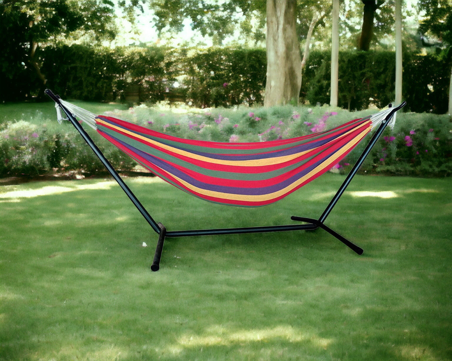 Regatta Stripe Two Person Hammock With Stand-1