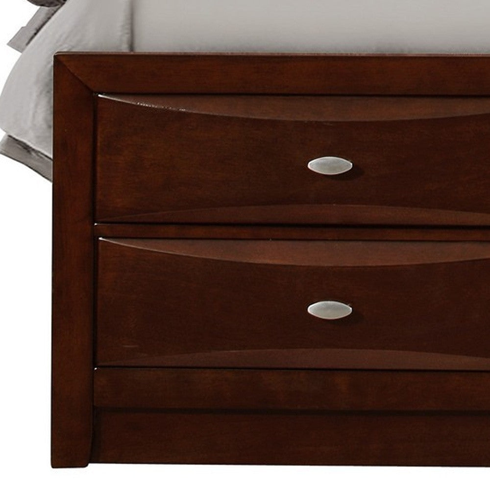 Solid Wood King Merlot Eight Drawers Bed-2