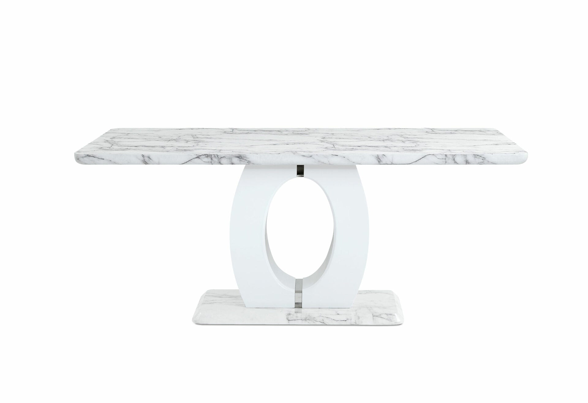 71" White Marble Pedestal Base Dining Table-0