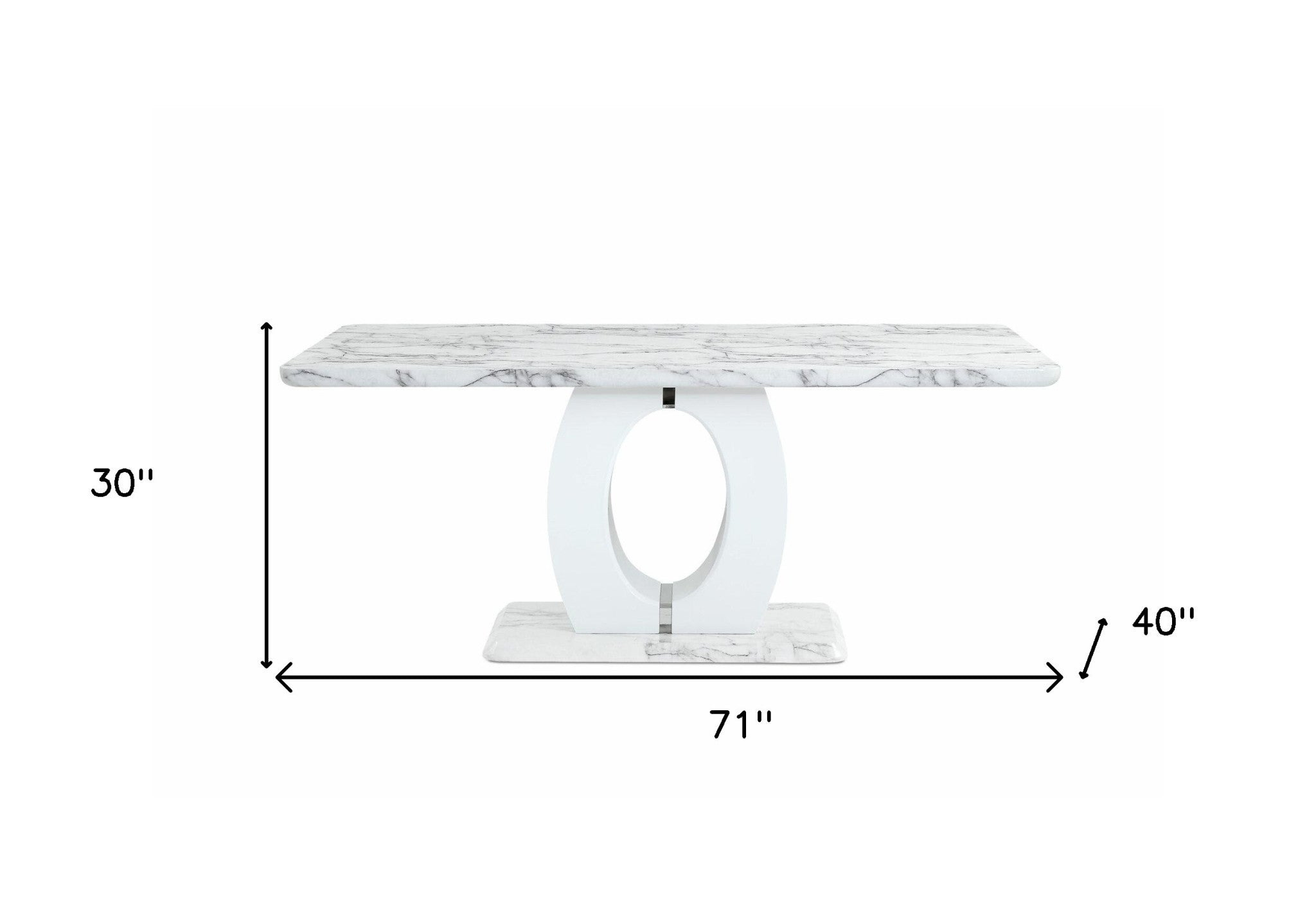 71" White Marble Pedestal Base Dining Table-5