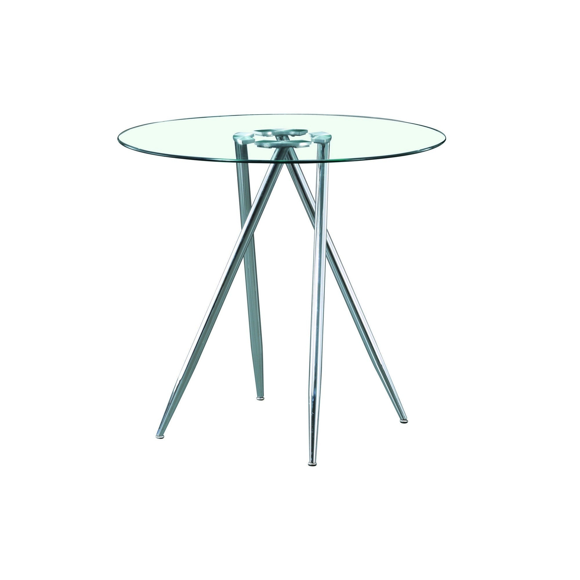 Chrome Metal Legs Bar Table With Round Tempered Glass Top-0