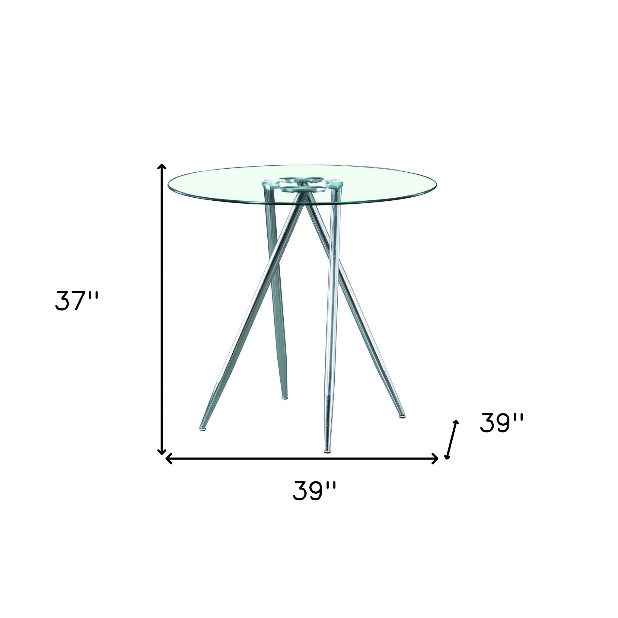 Chrome Metal Legs Bar Table With Round Tempered Glass Top-4