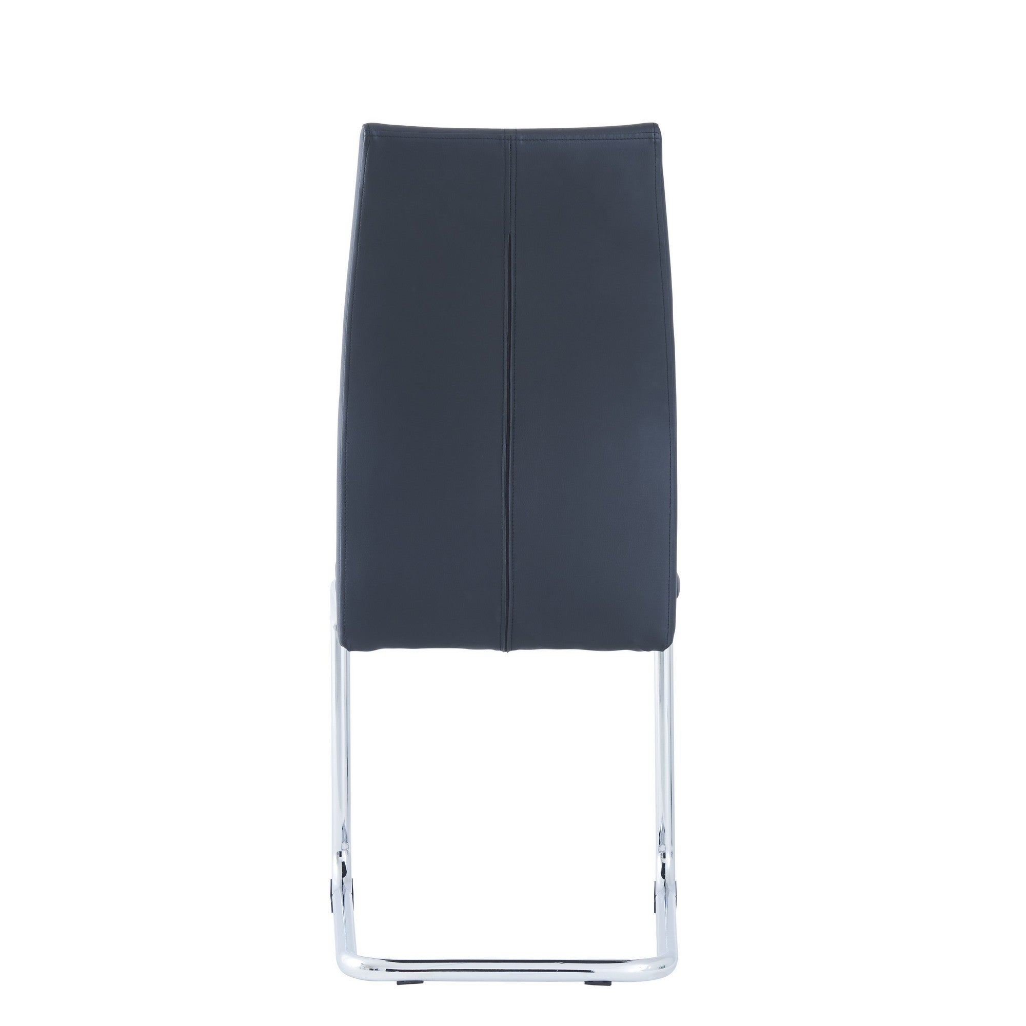 Set Of 4 Modern Black Dining Chairs With Chrome Metal Base-3