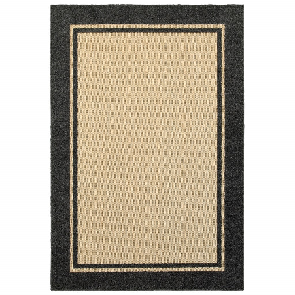 Beige and Black Indoor Outdoor Area Rug-0