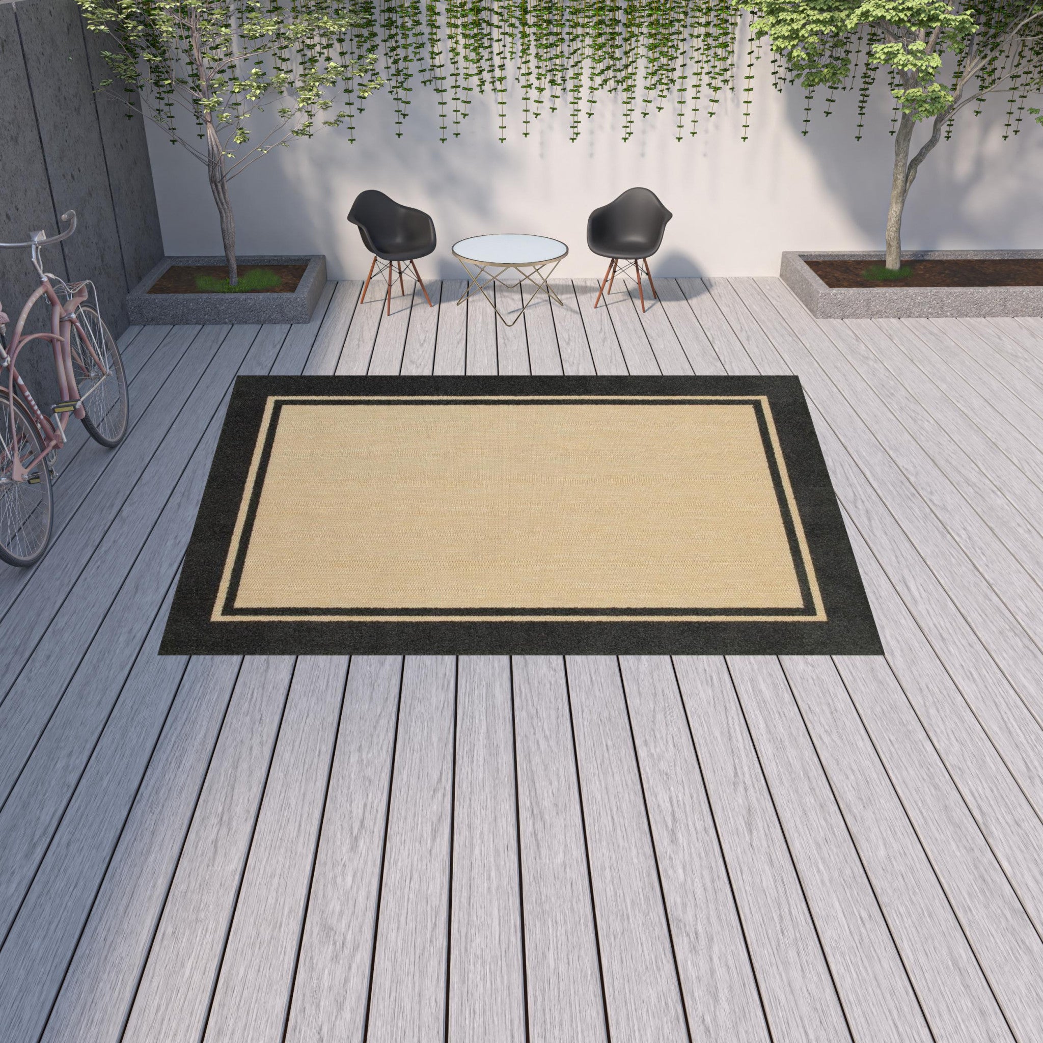 Beige and Black Indoor Outdoor Area Rug-1