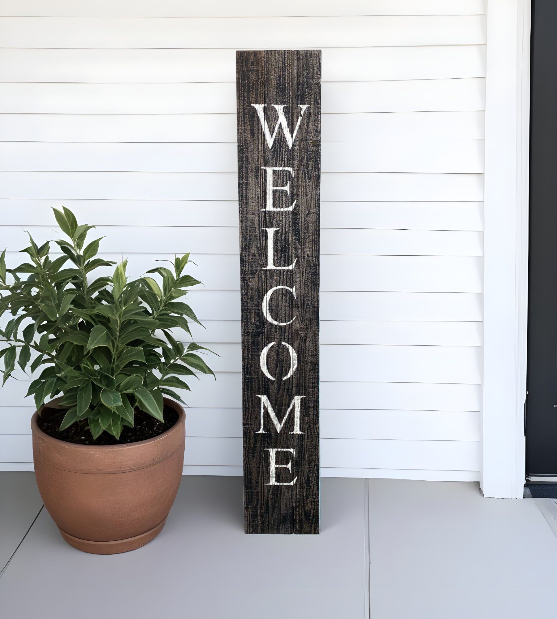 Rustic Black And White Front Porch Welcome Sign-0