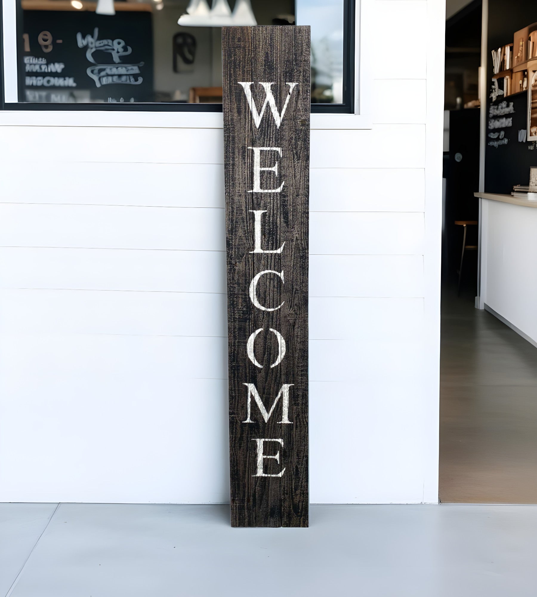 Rustic Black And White Front Porch Welcome Sign-1