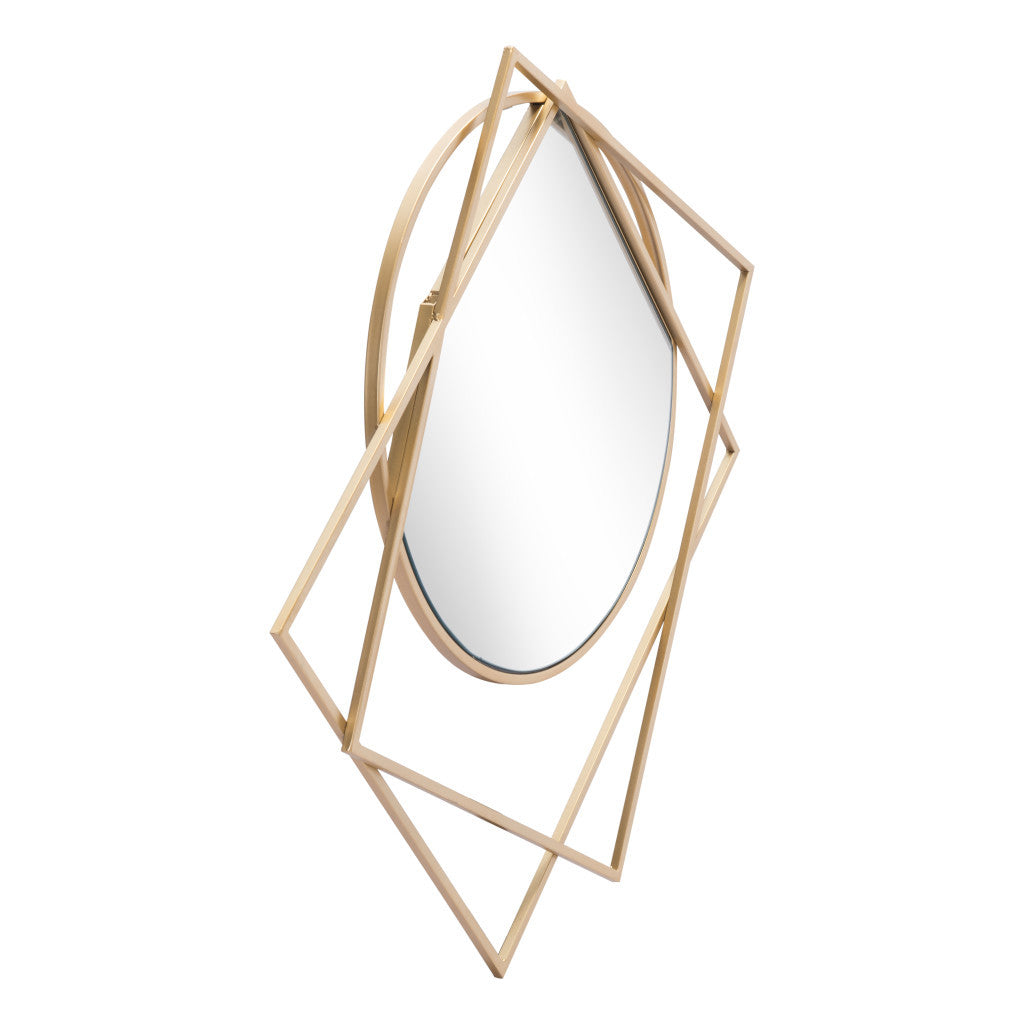 32" Gold Abstract Framed Accent Mirror-5