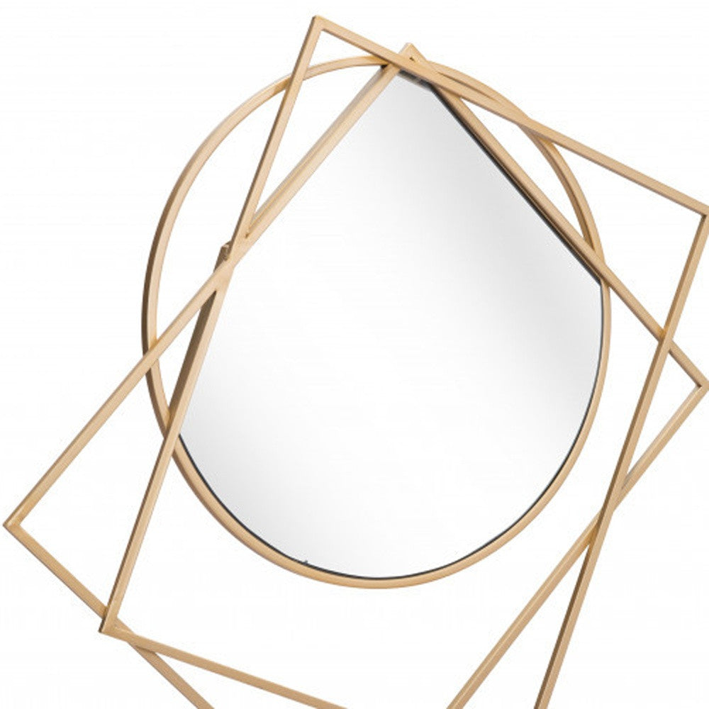 32" Gold Abstract Framed Accent Mirror-2