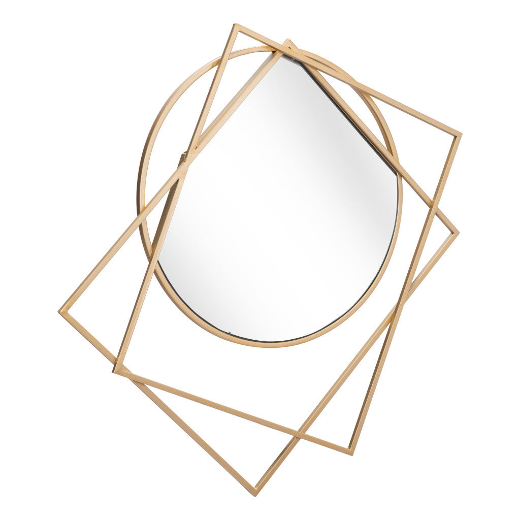 32" Gold Abstract Framed Accent Mirror-4