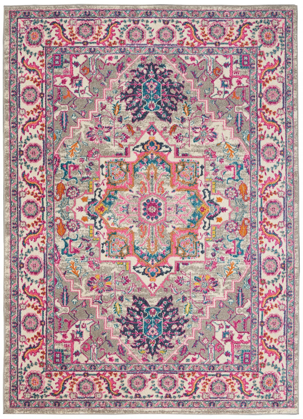 4' X 6' Pink And Gray Power Loom Area Rug-1