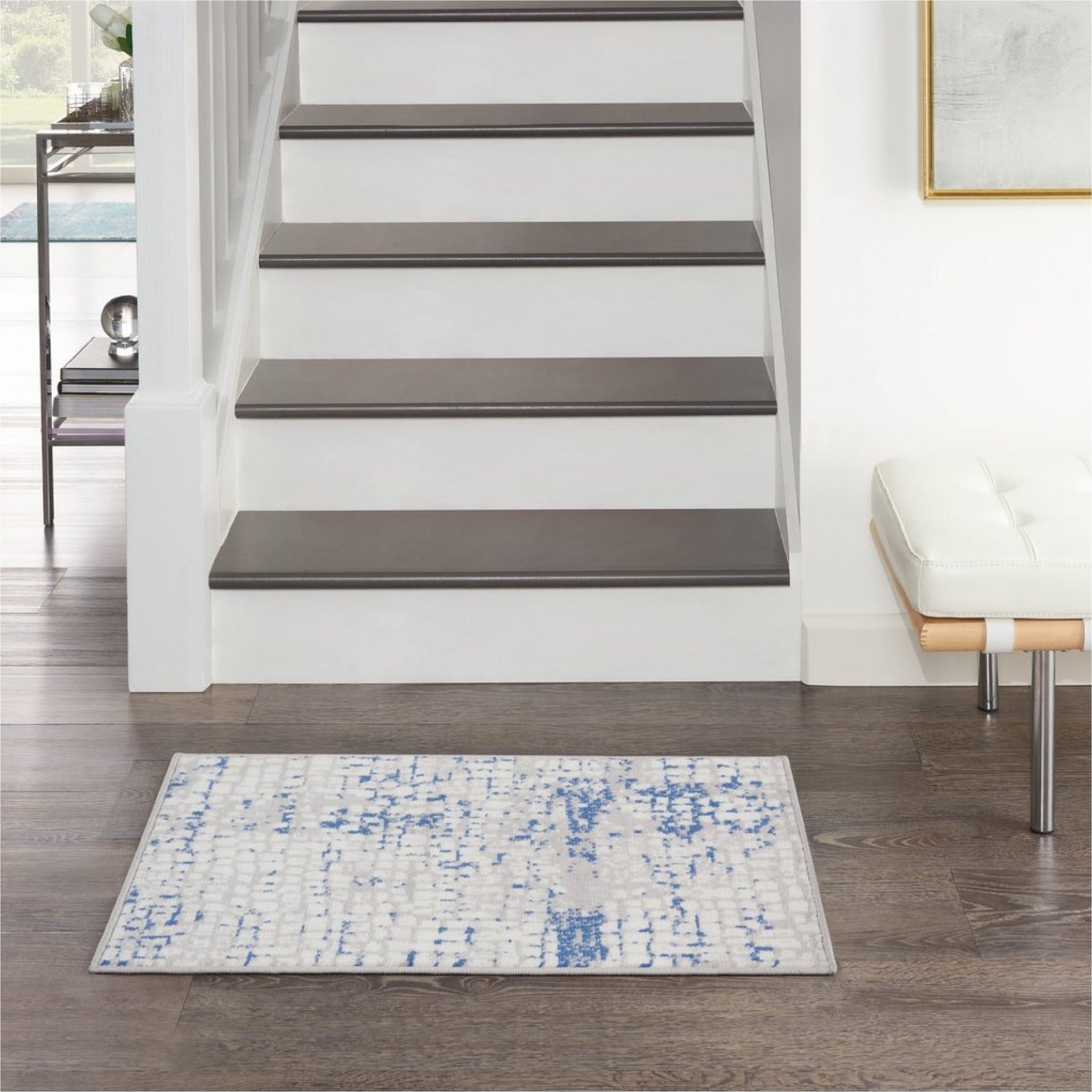 6' X 9' Blue Gray Abstract Dhurrie Area Rug-3