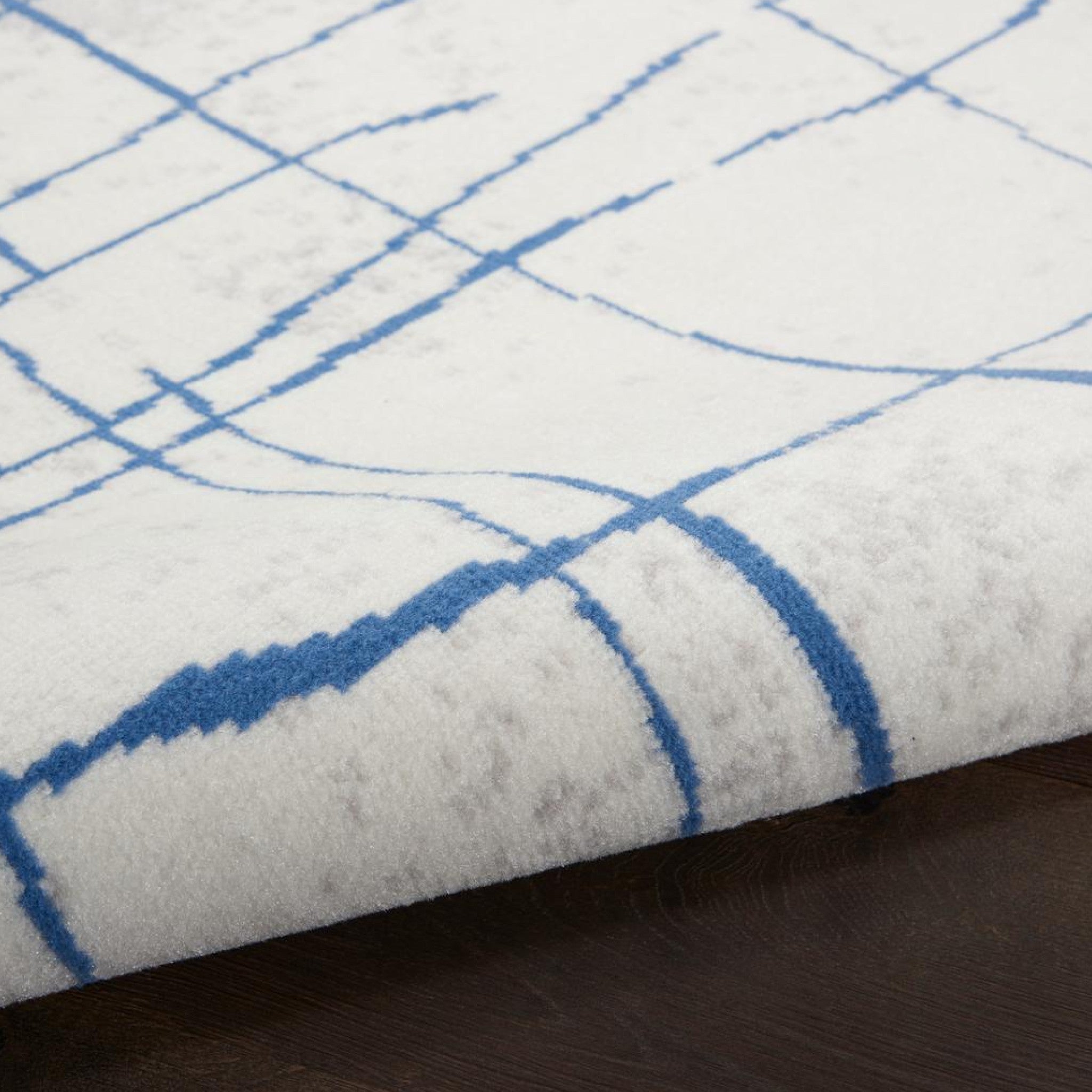 5' X 7' Blue And Ivory Abstract Dhurrie Area Rug-8